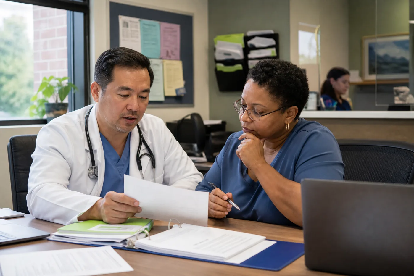 Practice leaders reviewing medical billing options